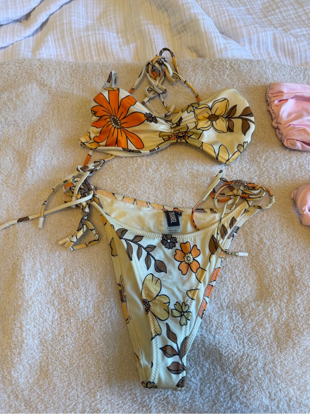triangl swimwear Yellow & Orange Floral Tie-Side Bikini